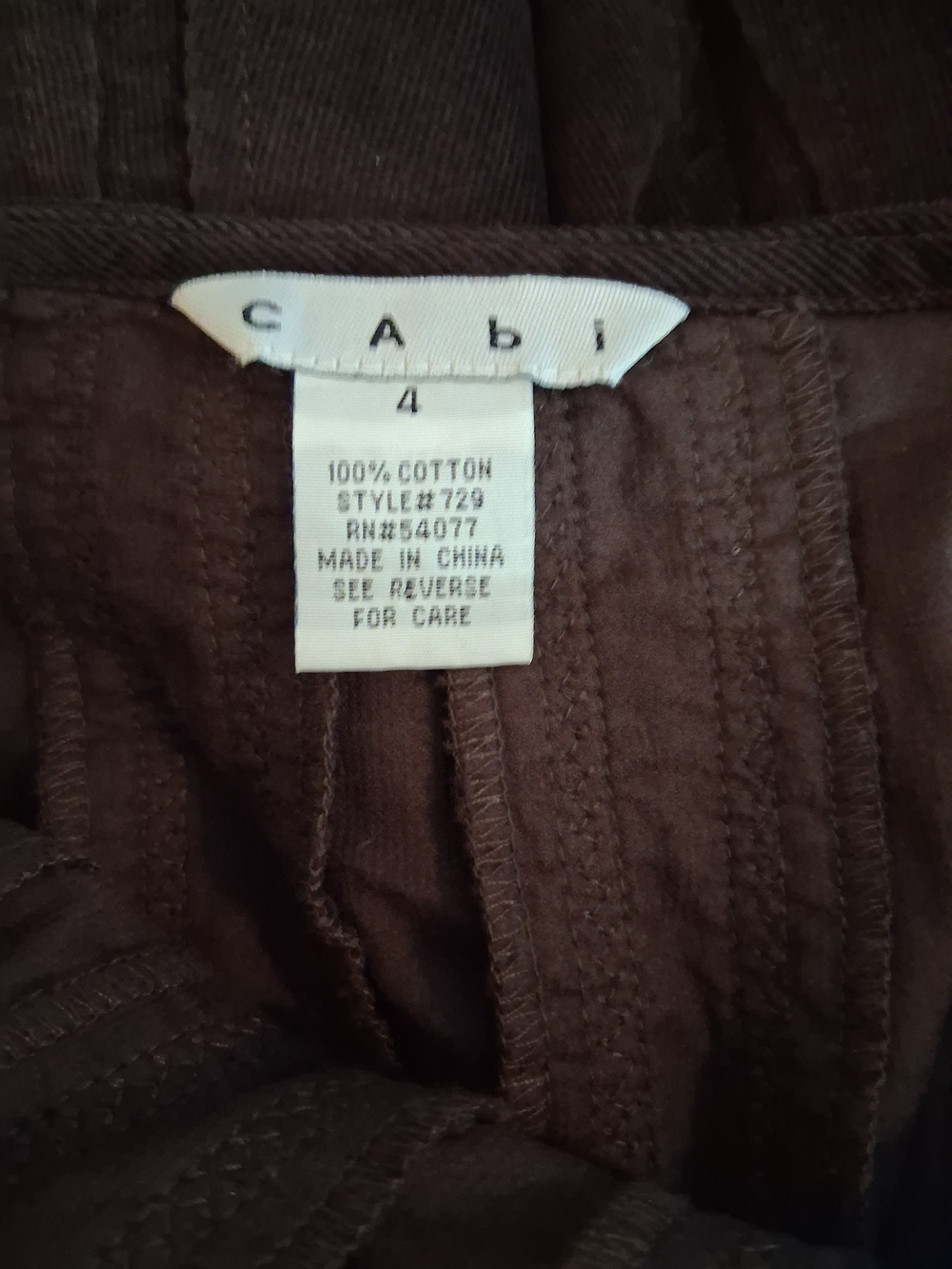 CAbi Chocolate Brown Corduroy Midi A-Line Skirt Boho Western Heritage Sz4 - Picture 6 of 6